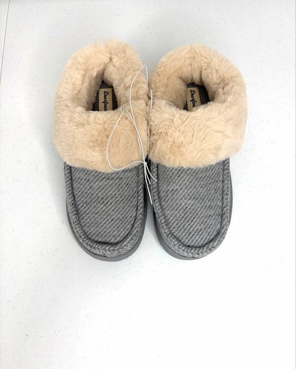 Dearfoams Shoes - Dearfoams Memory Foam Total Comfort Slipper Women's Sz M 7-8 Gray Faux Fur
